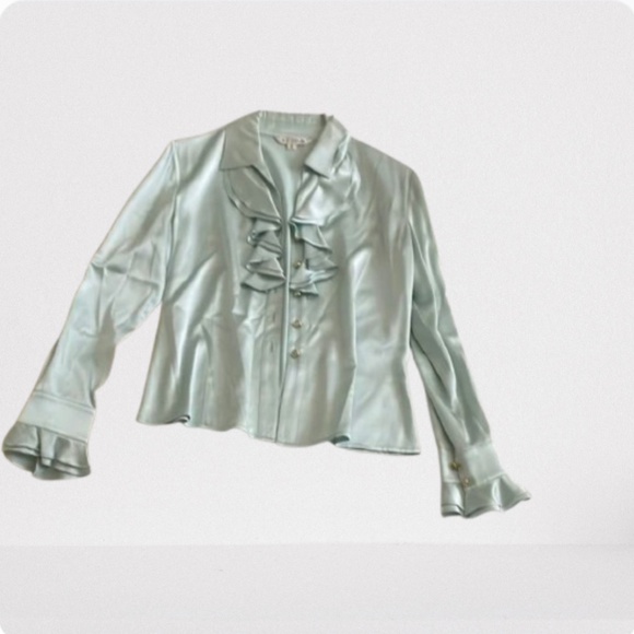 St. John silk Ruffled Long Sleeve Blouse - Picture 6 of 16